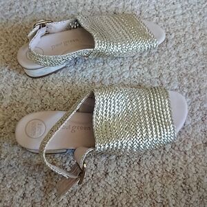 Paul Green Gold Woven Helena Slingback Sandals size 9